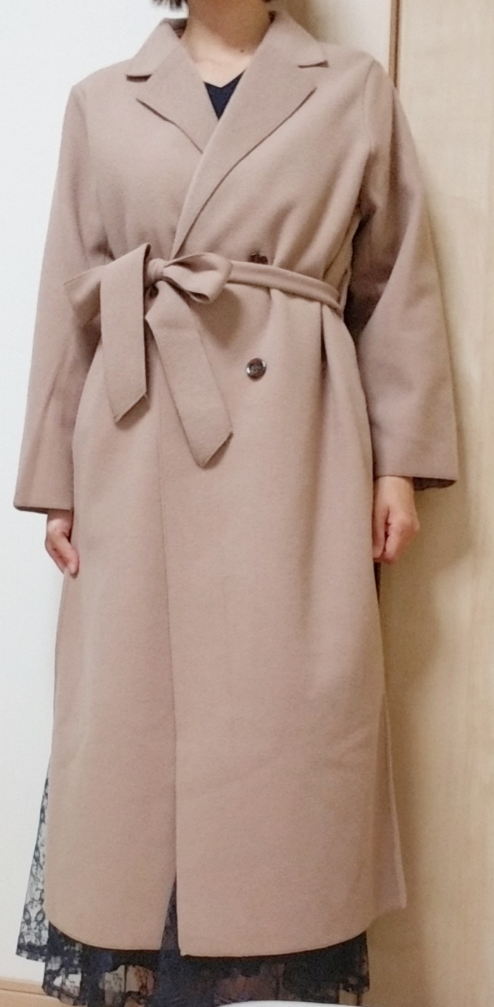 ロングレディースダブルコート